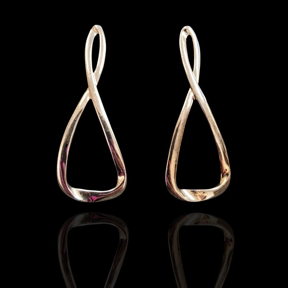 Statement Twisted Silver Plated Dangle Earrings -… - image 1